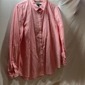 Tommy Hilfiger pink and white long sleeve button down